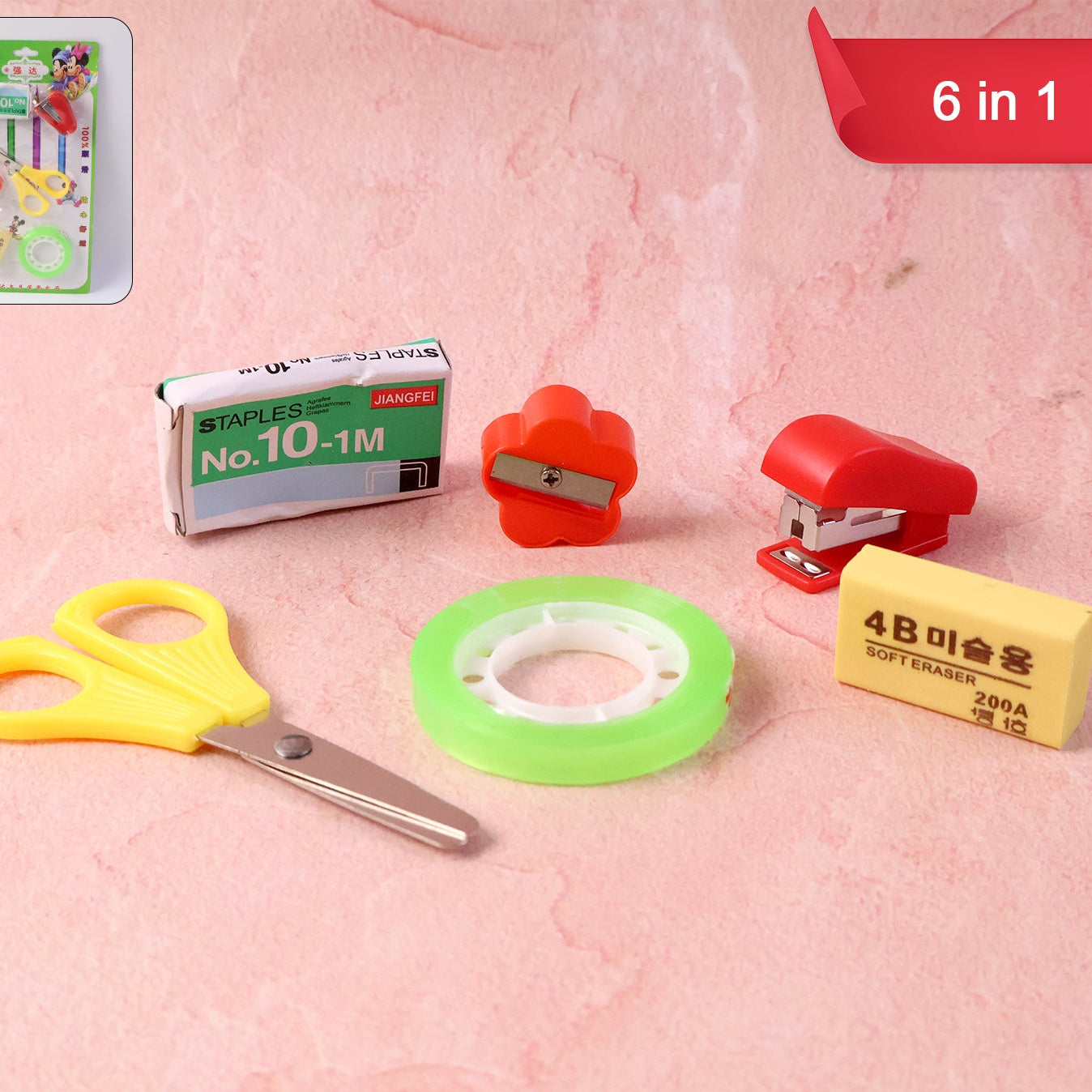 6-in-1 Mini Stationery Kit for Students - Essential School & Office Combo - Happy Price - Image 1