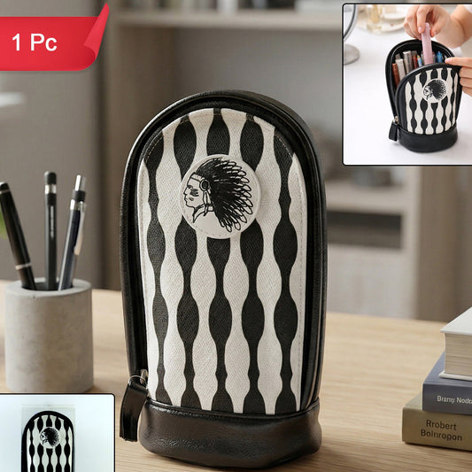 Stylish Hard Base Zipper Pencil Pouch (1 Pc)