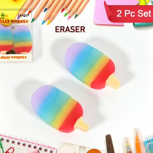 Jelly Popsicle Shape Fancy  Stylish Erasers Mini Eraser Creative Cute Novelty Eraser For Children Eraser Set For Return Gift Birthday Party School Prize (2 Pc Set) - Happy Price - Image 1