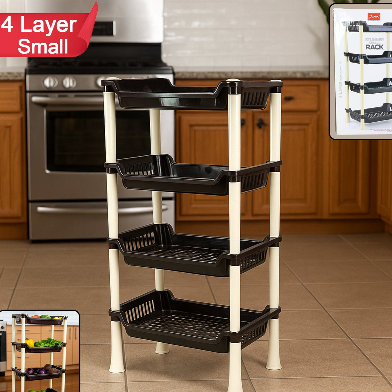4-Layer Plastic Storage Rack for Home & Kitchen Organization - Happy Price - Image 1