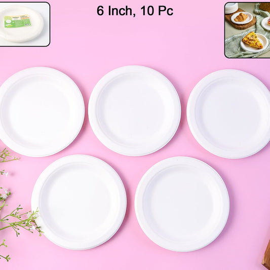 Eco-Friendly 6 Inch Bagasse Plates - 10 Pcs Pack - Happy Price - Image 1