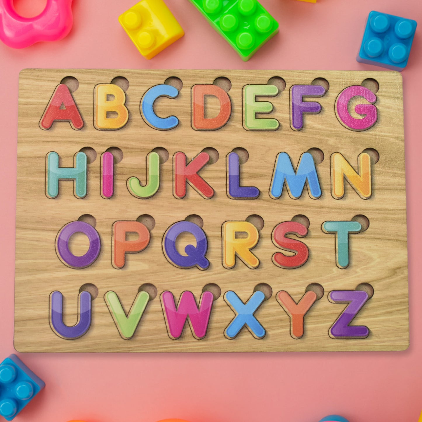 Wooden Puzzle Board Abc Letters Shapes Educational Learning Toys (1 Set) - Happy Price - Image 2