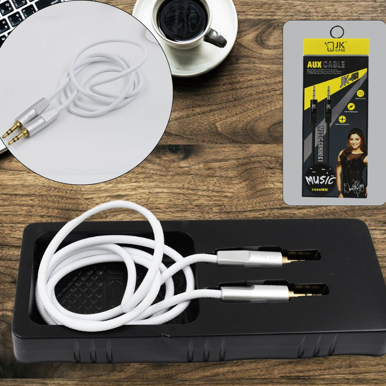 Aux Cable For Mobile And Tablet Home  Car Stereos  More (1 Pc  1000mm) - Happy Price - Image 1