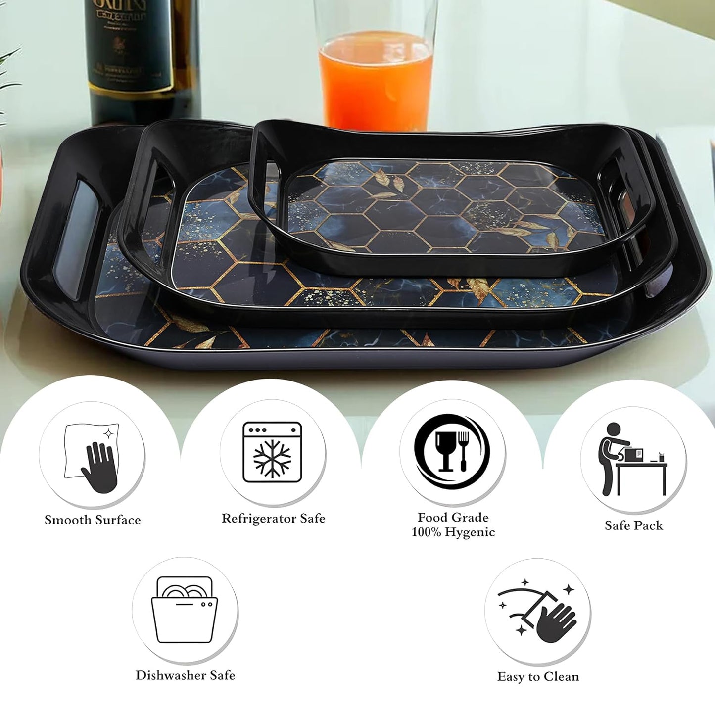 Premium Plastic Serving Tray (3 Pc) - Happy Price - Image 6