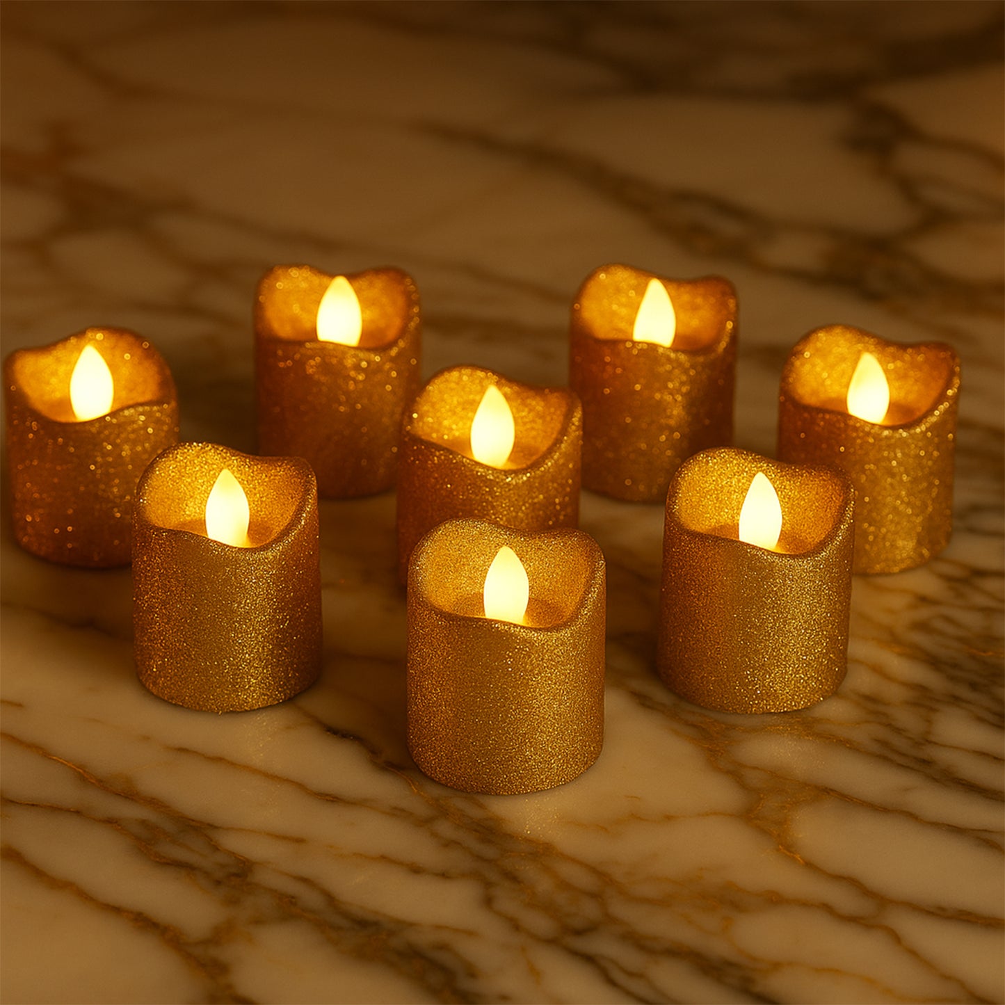 Christmas Glitter LED Tealight Candles - 9 Pc Set for Festive Ambiance - Happy Price - Image 4