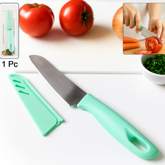 Sharp Stainless Steel Kitchen Knife with Soft Grip Handle & Cover (1 Pc) - Happy Price - Image 1