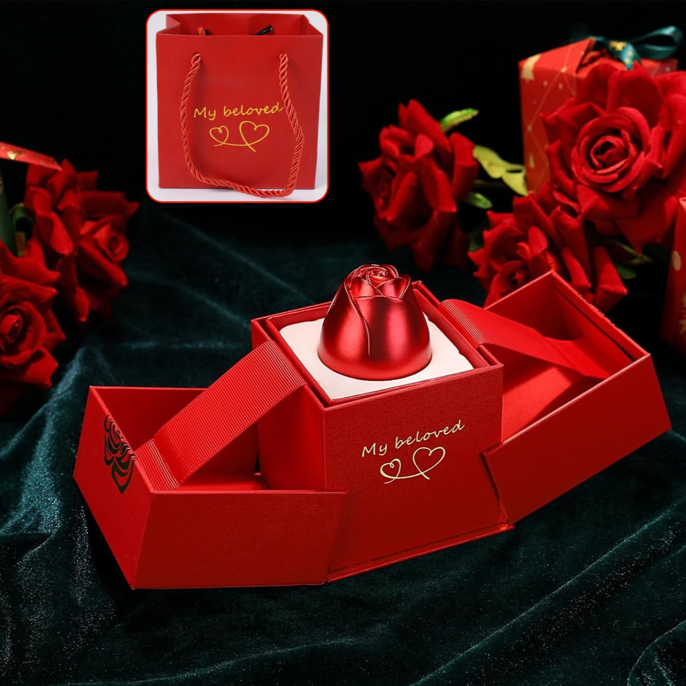 Christmas Gifts For Women Rose Ring Box Jewellery Box Eternal Rose Necklaces Box Wedding Valentines Day - Happy Price - Image 1