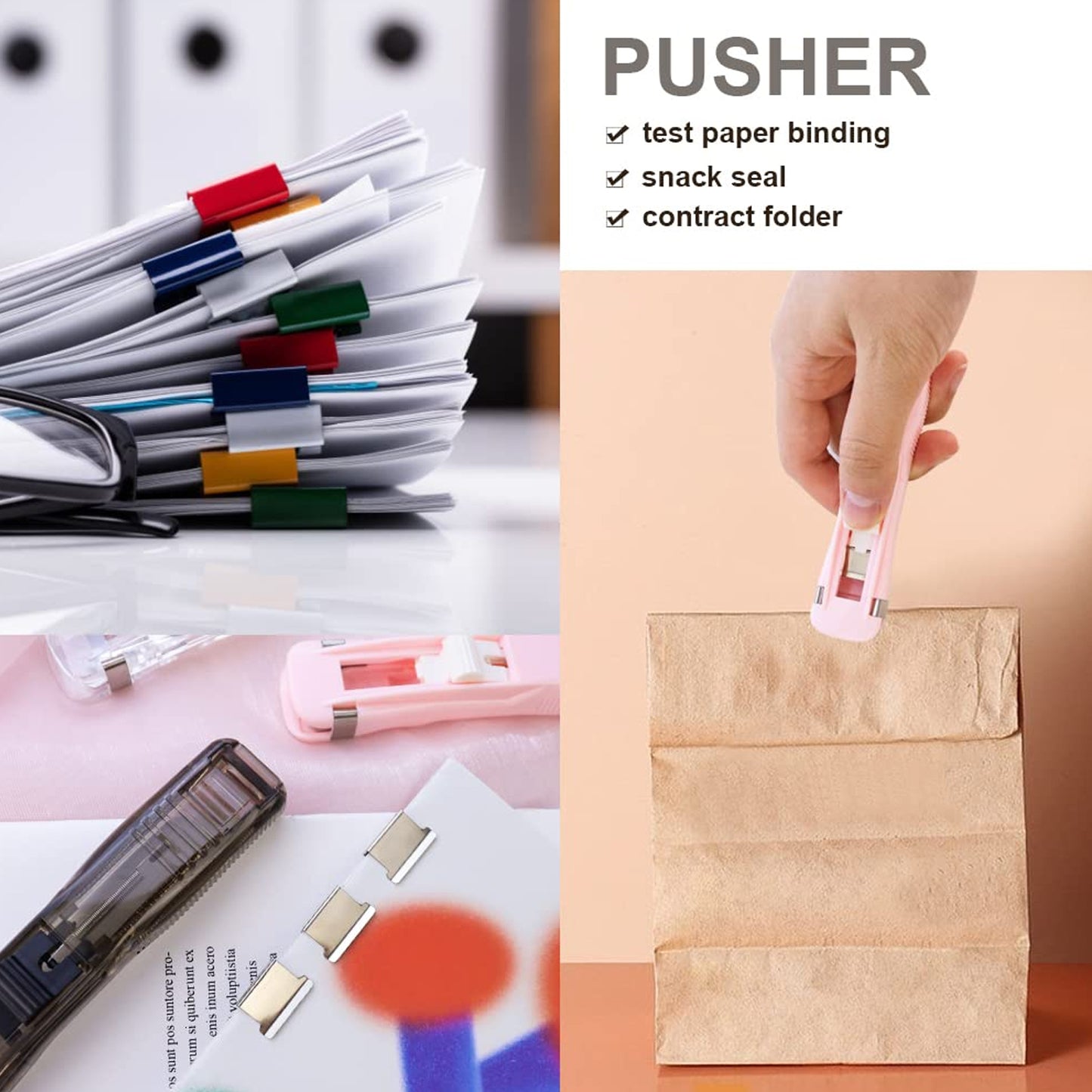 Portable Paper Clamp With 8 Pcs Clip Dispenser Handheld Paper Fast Clam (1 Set) - Happy Price - Image 2