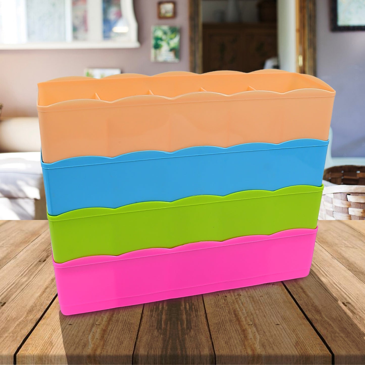 5-compartments Sockshandkerchiefunderwear Storage Box Socks Drawer Closet Organizer Storage Boxes (Pack Of 4) - Happy Price - Image 2