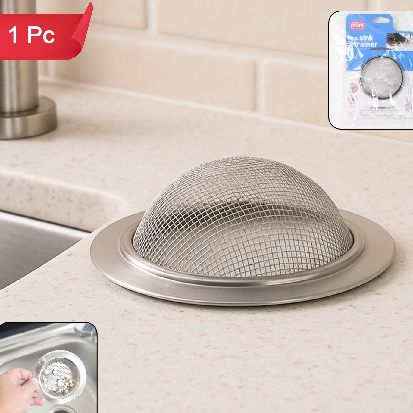 Stainless Steel Sink Strainer for Kitchen Drains - Rust-Resistant, Anti-Clog Filter (1 Pc) - Happy Price - Image 1