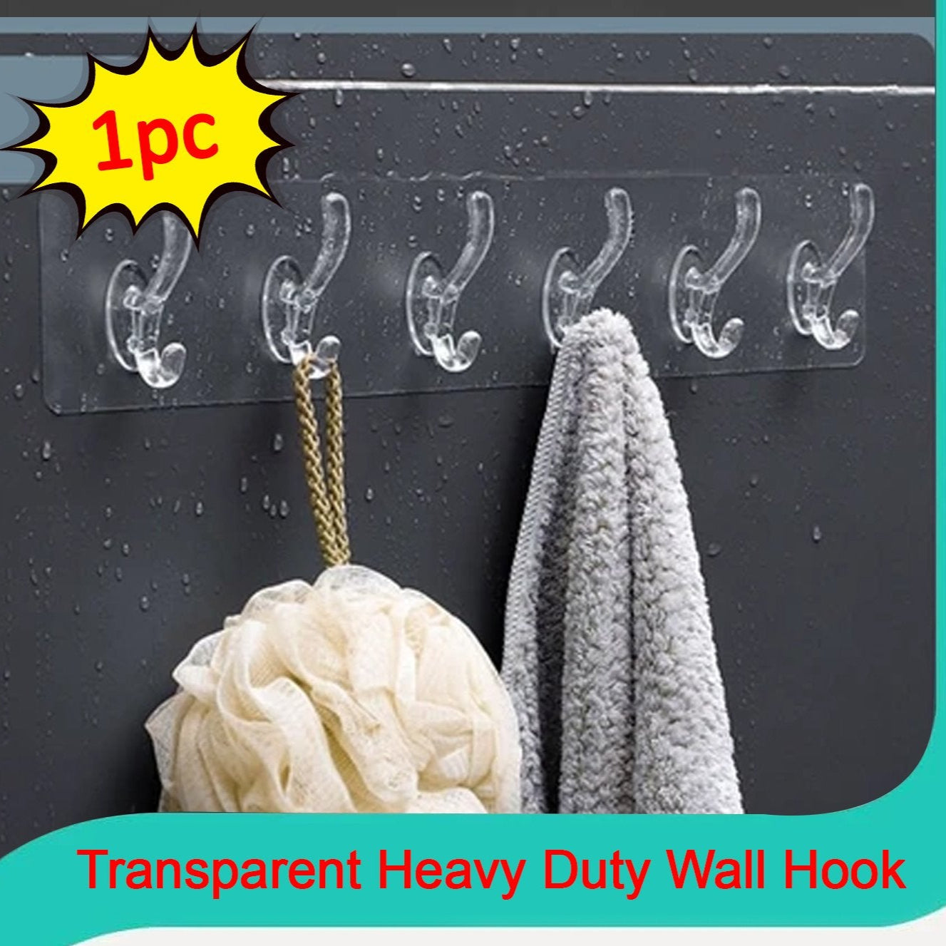 Adhesive Transparent Heavy Duty Wall Hook - Happy Price - Image 1