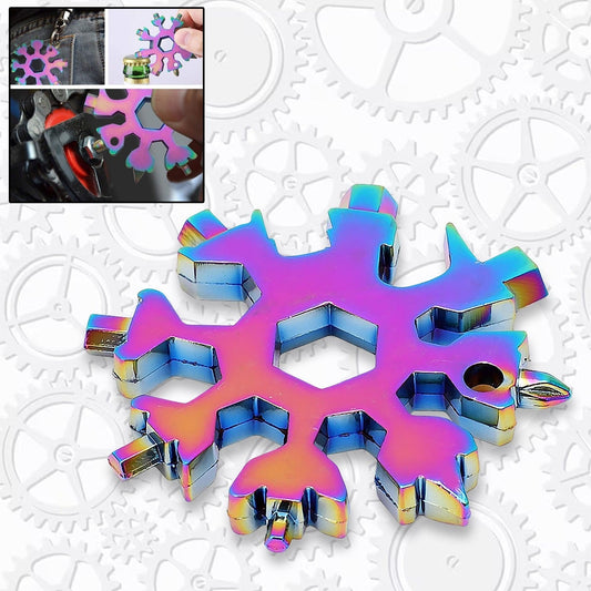 Durable  Portable 18 In 1 Snowflake Multi-tool Snowflake Bottle Opener Flat Phillips Screwdriver Kit Wrench - Happy Price - Image 1