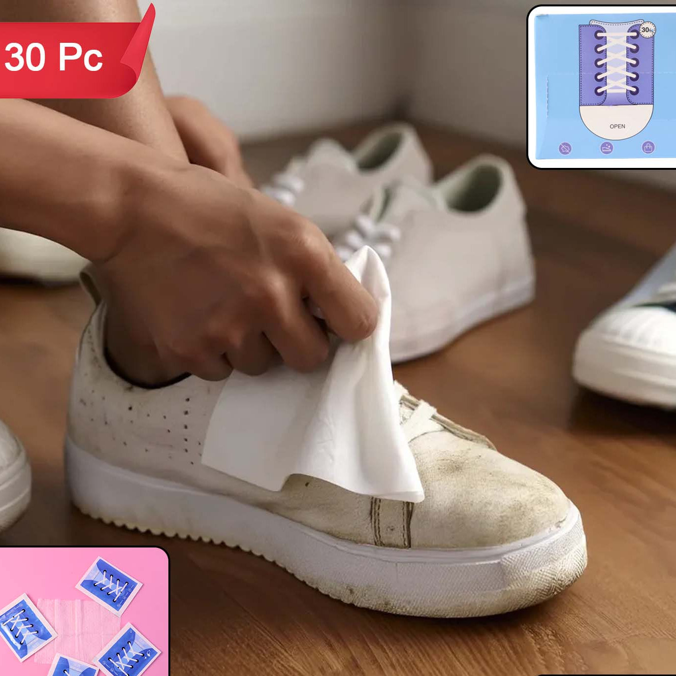 HappyPrice Shoe Cleaning Wipes - 30 Pcs Pack for Instant Dirt & Stain Removal - Happy Price - Image 1
