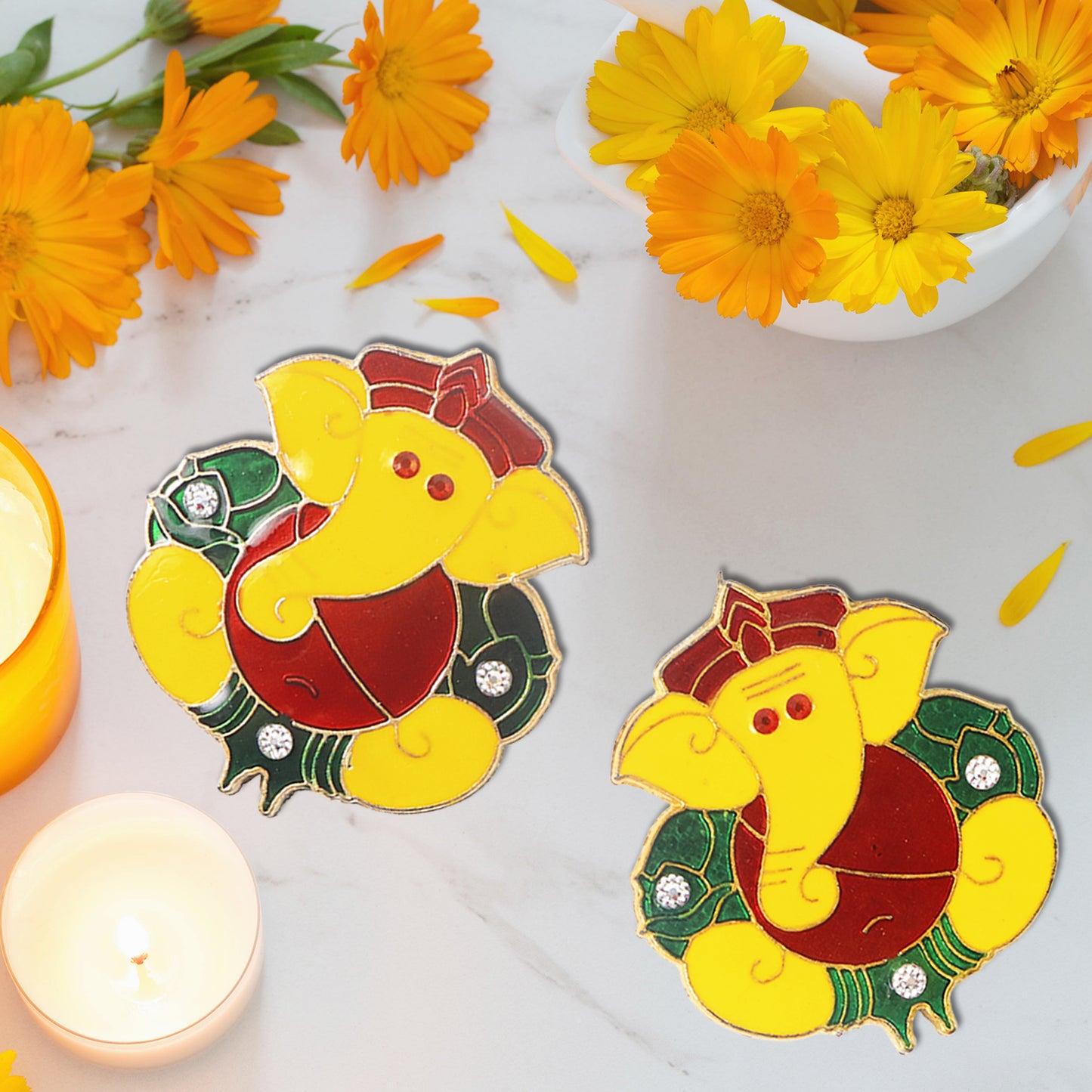 2 Pcs Lord Ganesha Wall Stickers - Decorative Ganpati Decals for Home & Temple - Happy Price - Image 6