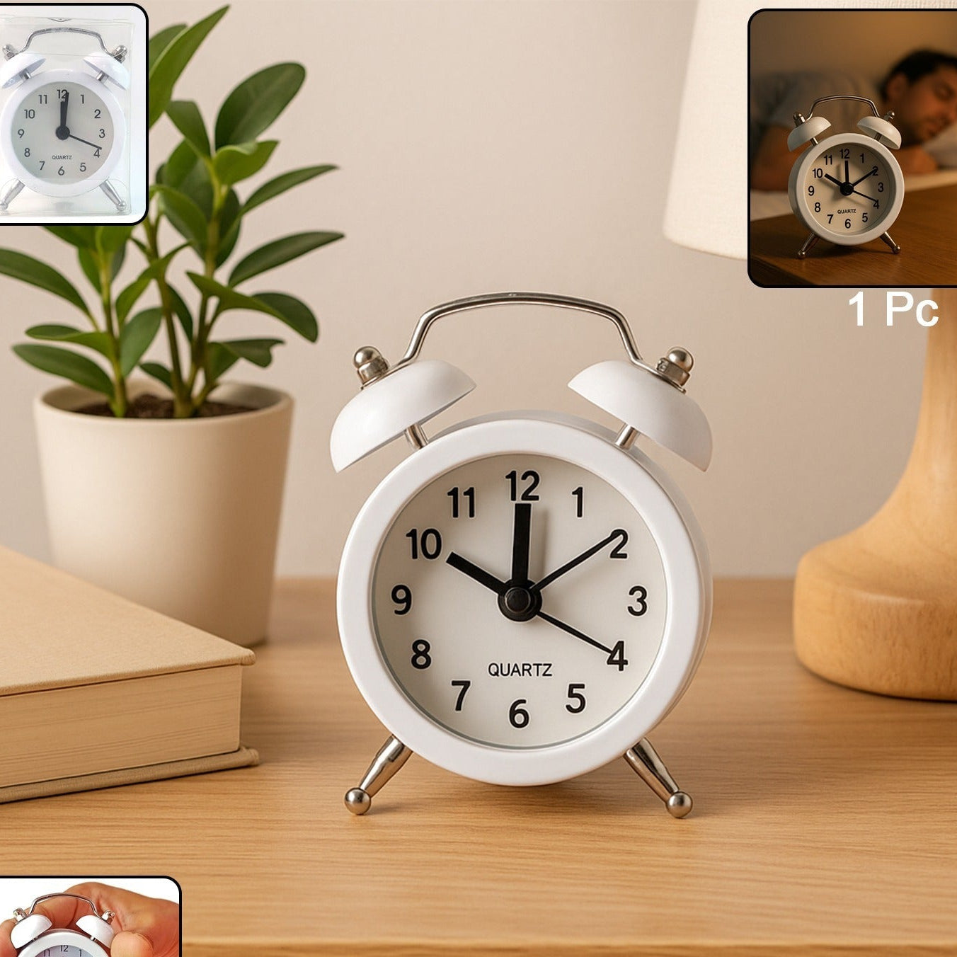 Compact Twin-Bell Analog Alarm Clock - 1 Pc - Happy Price - Image 1
