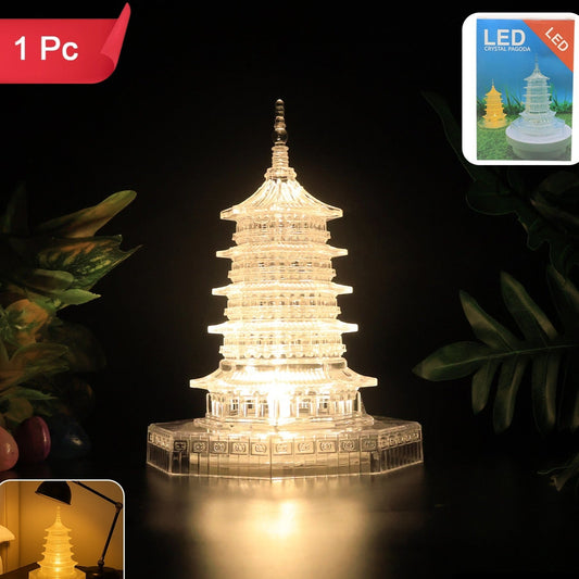 Crystal Pagoda LED Light (1 Pc) - Battery Operated Decorative Lamp for Home & Festivals - Happy Price - Image 1