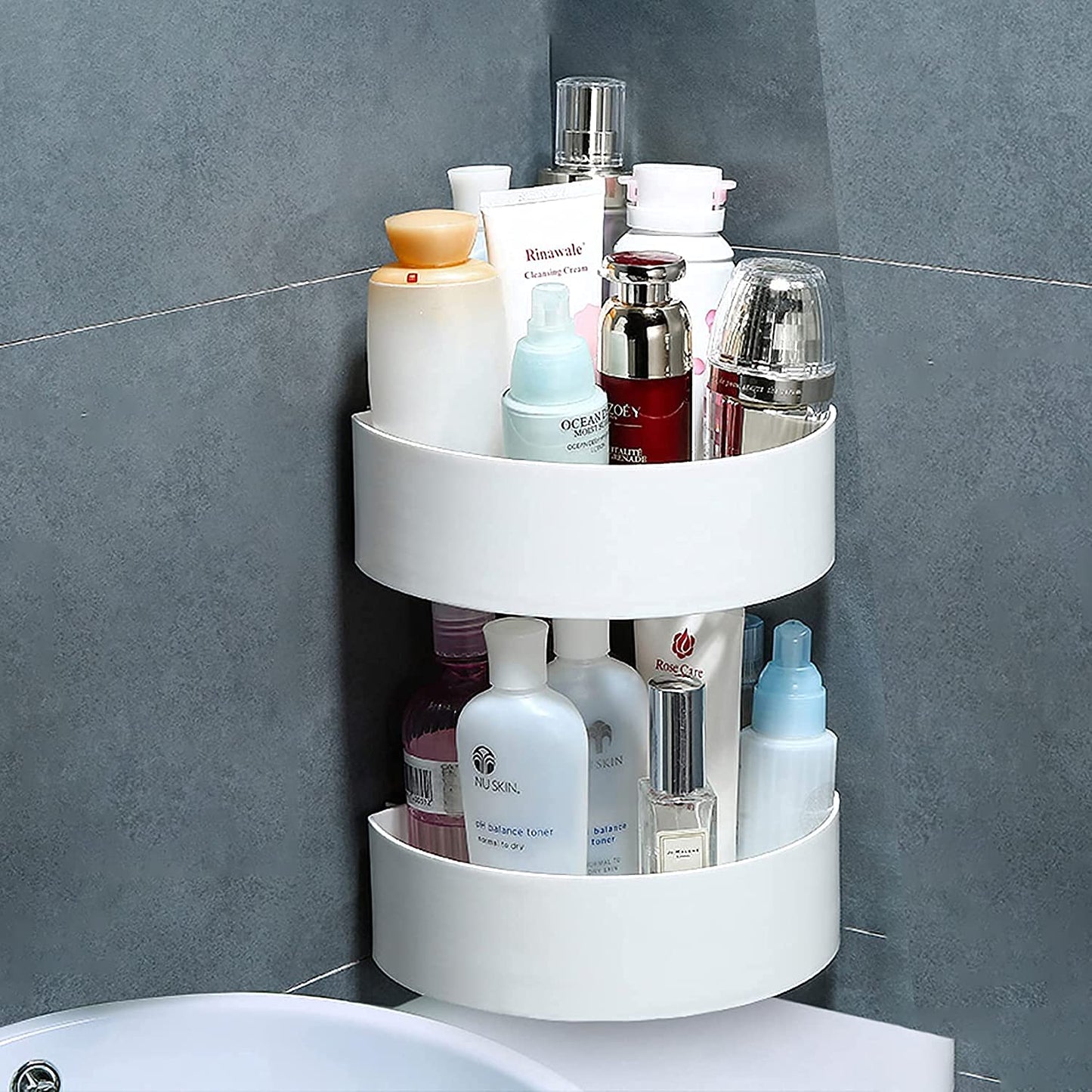 Corner Shelf Bathroom Kitchen Rack Self Adhesive Shower Caddy Plastic Triangle Wall Mount Storage Basket - Happy Price - Image 4