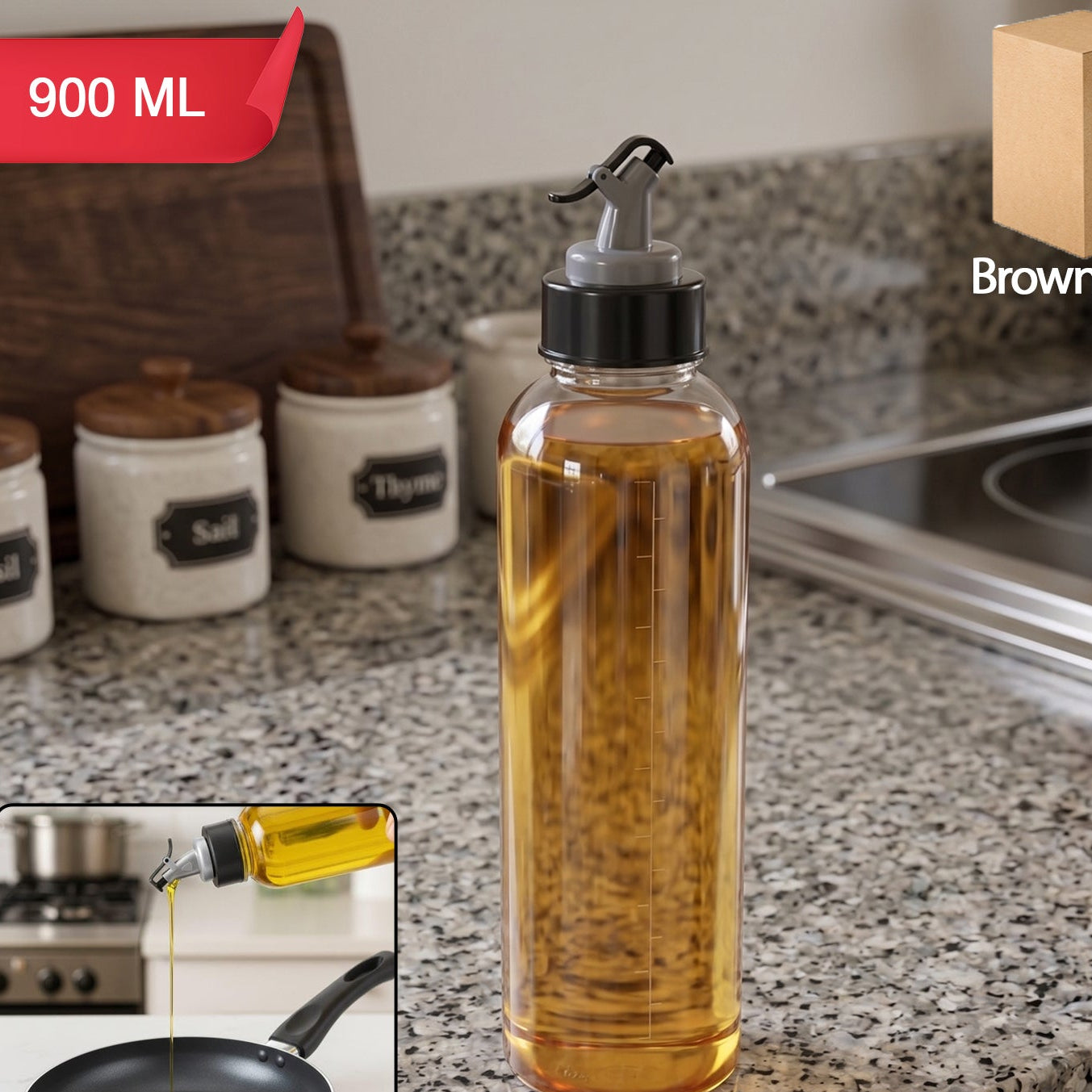900 ML Kitchen Oil Dispenser Bottle with Flip Spout for Cooking - Great Price - Image 1
