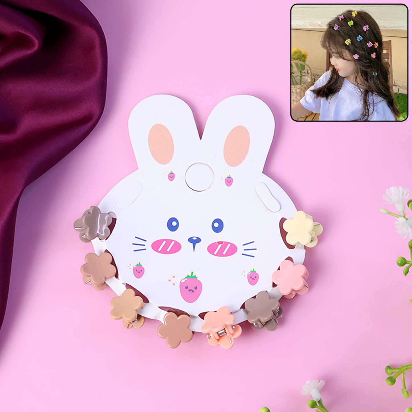 Cute Flower Mini Hair Claw Clips for Kids - 1 Set - Happy Price - Image 2