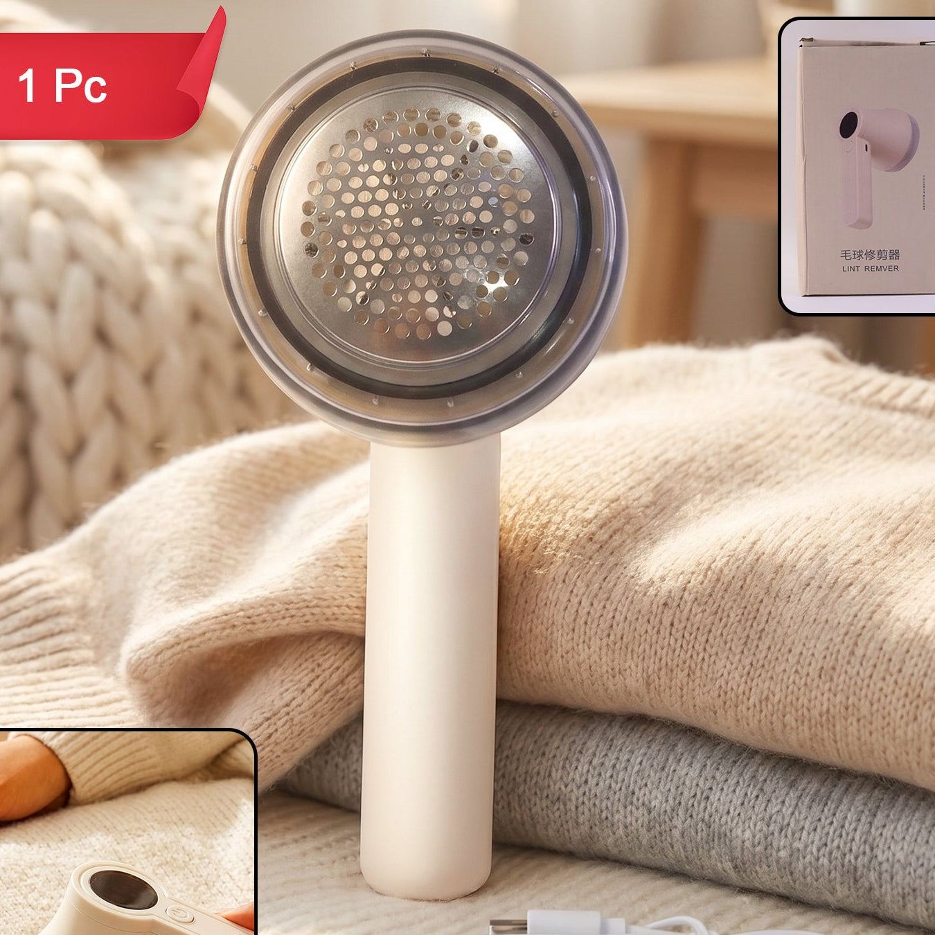 Rechargeable Fabric Lint Remover for Clothes & Home - 1 Pc - Happy Price - Image 1