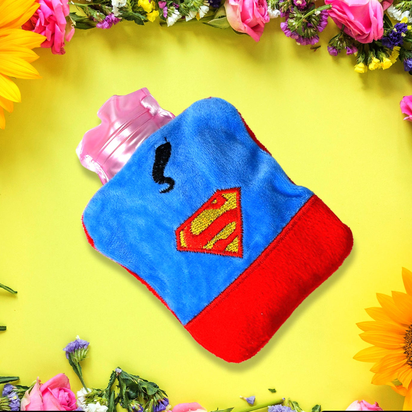 Superman Print Small Hot Water Bag With Cover For Pain Relief Neck Shoulder Pain And Hand Feet Warmer Menstrual Cramps. - Happy Price - Image 1