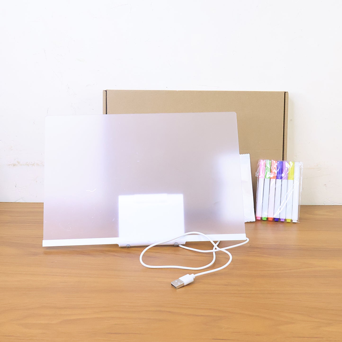 LED Illuminated Writing Board Set with Neon Markers & Stand - Reusable Message Board - Happy Price - Image 2