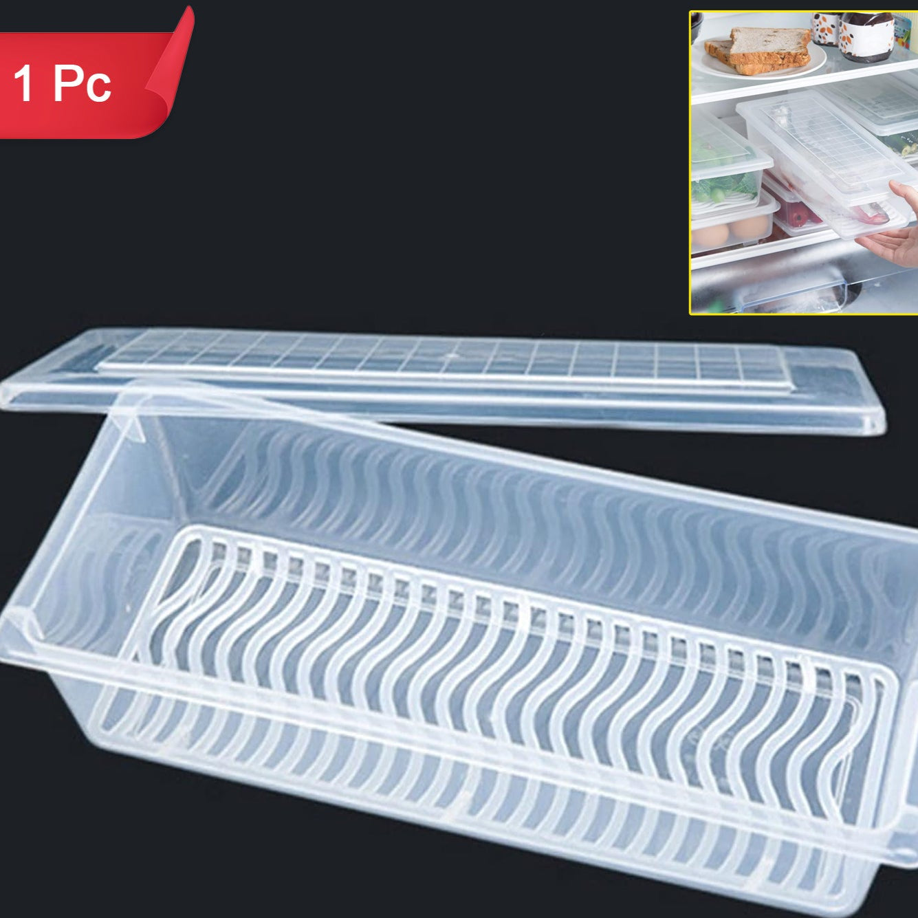 Food Storage Container With Removable Drain Plate And Lid 1500 Ml (Pack Of 1 Pc) - Happy Price - Image 1
