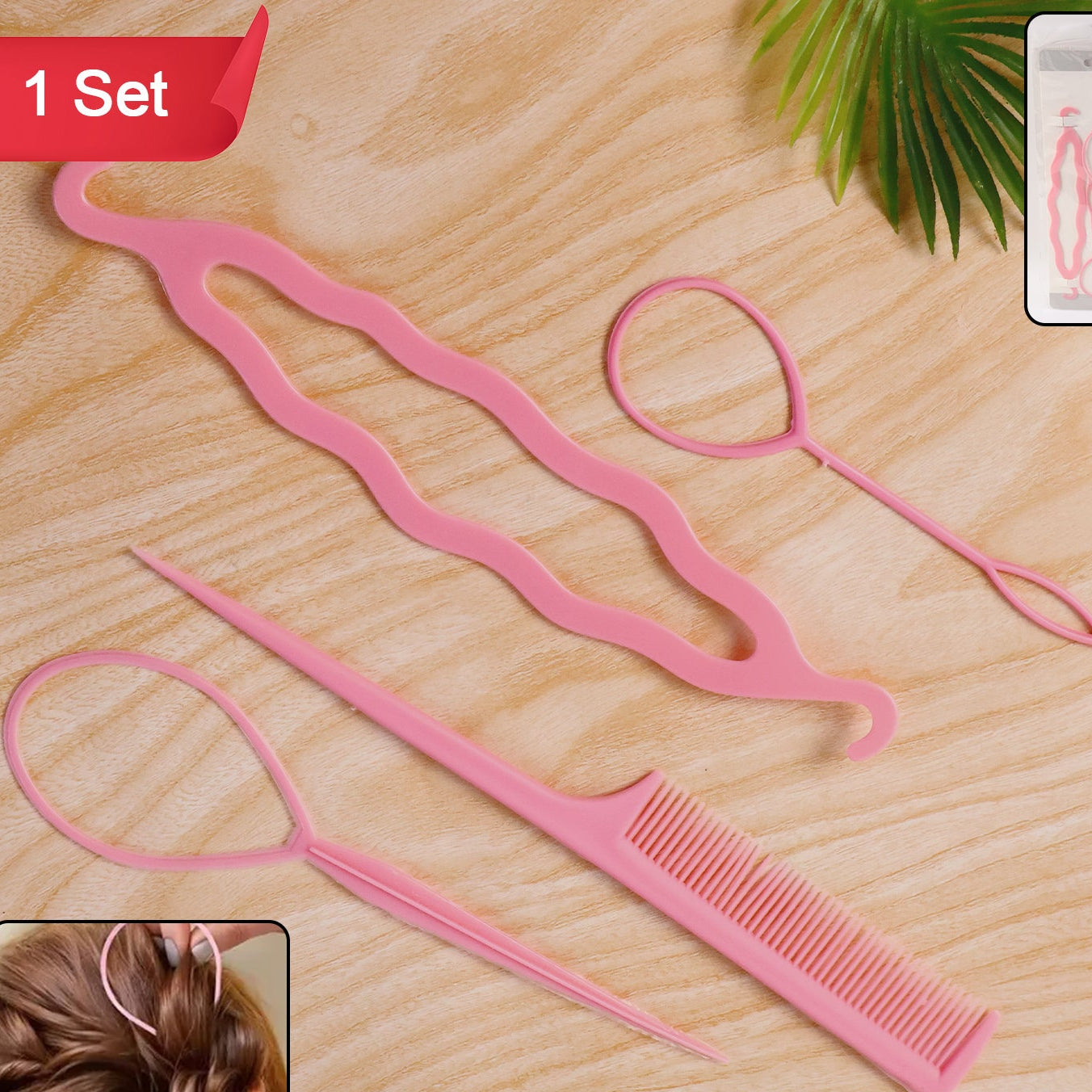 Multi-Purpose Hair Styling & Braiding Tool Set with Comb - Easy DIY Hairstyles - Happy Price - Image 1