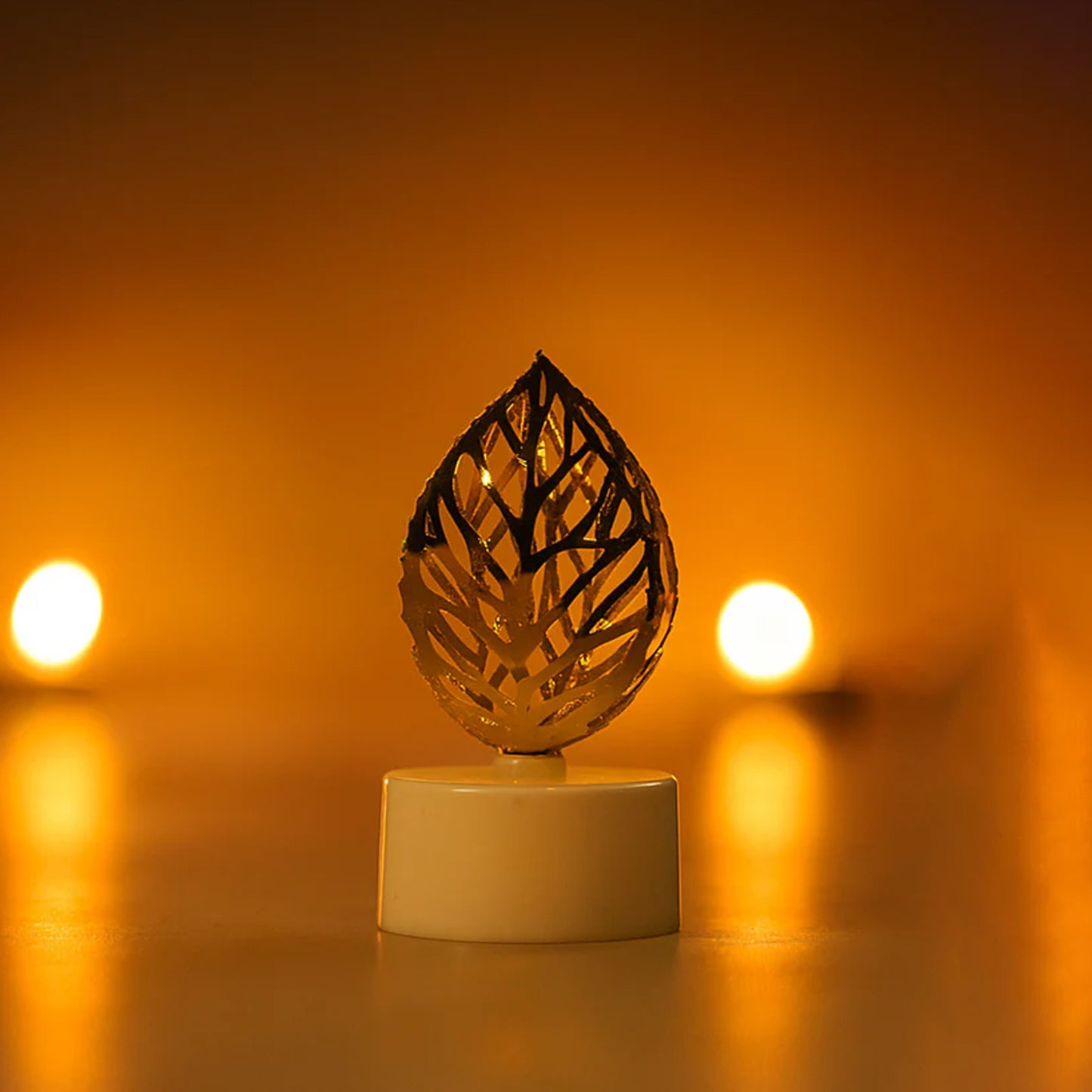Set of 4 Golden Leaf Flameless LED Candles for Home Decor - Happy Price - Image 4