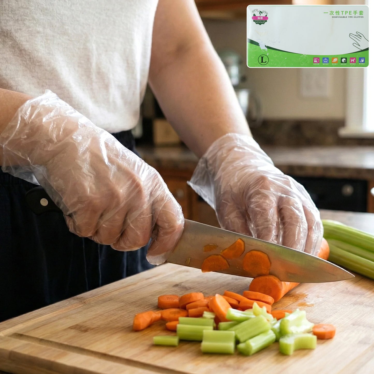 Clear Disposable Plastic Gloves - 100 Pc Large Size - Happy Price - Image 2