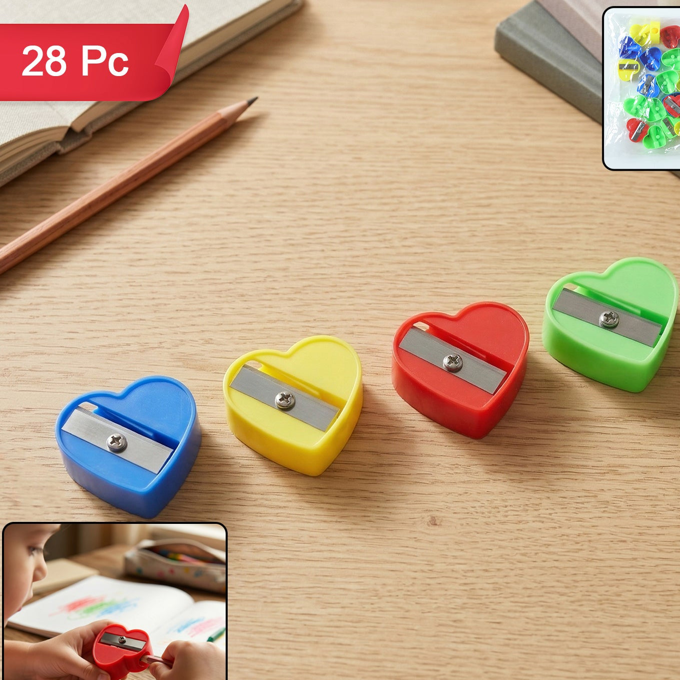 Heart Shape Pencil Sharpener (28 Pc Set)
