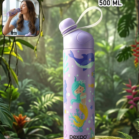 Pexpo Pico Art Printed Hot  Cold Insulated Stainless Steel Water Bottle 500 Ml