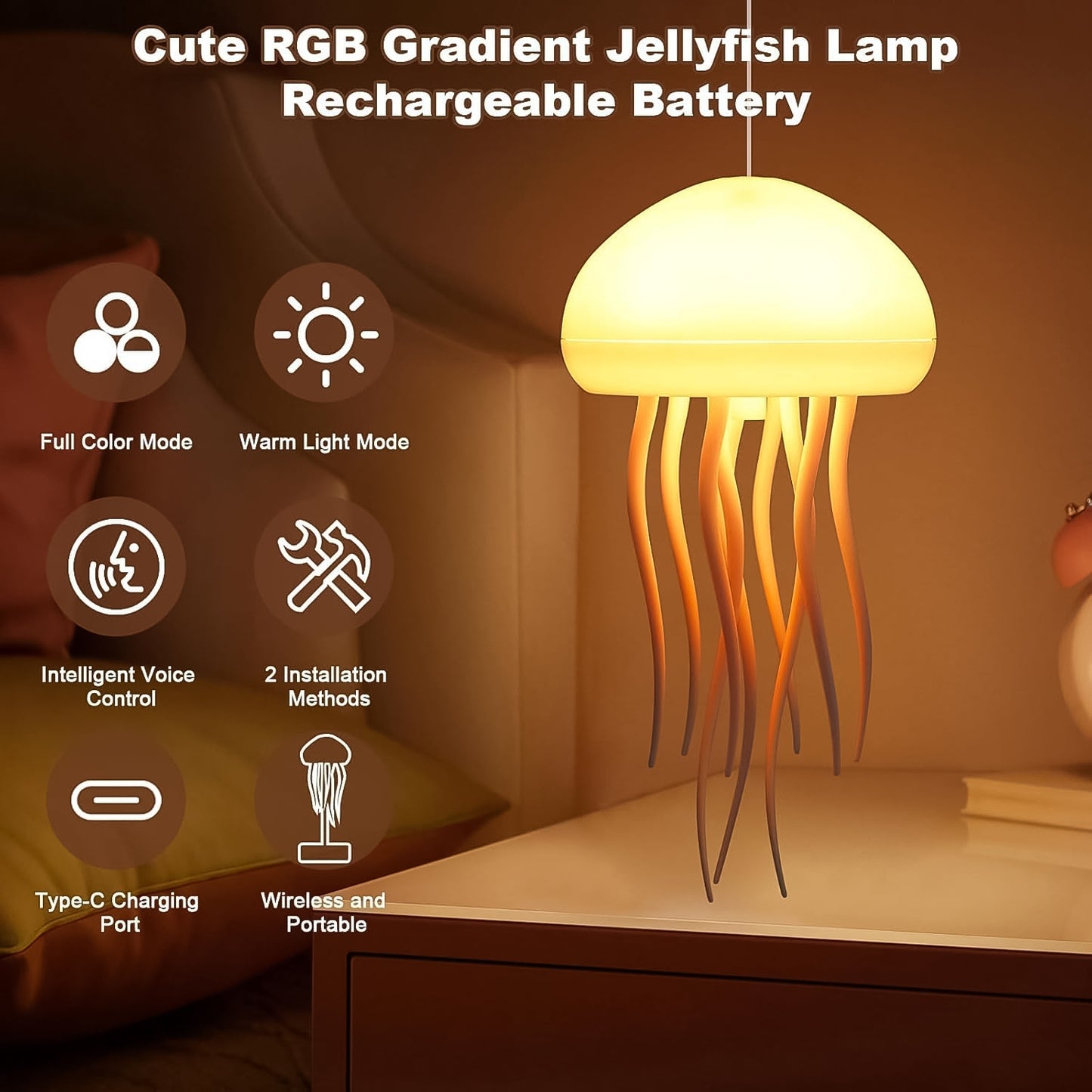 Jellyfish LED Mood Lamp - Colour Changing Ambient Light (1 Pc) - Happy Price - Image 6