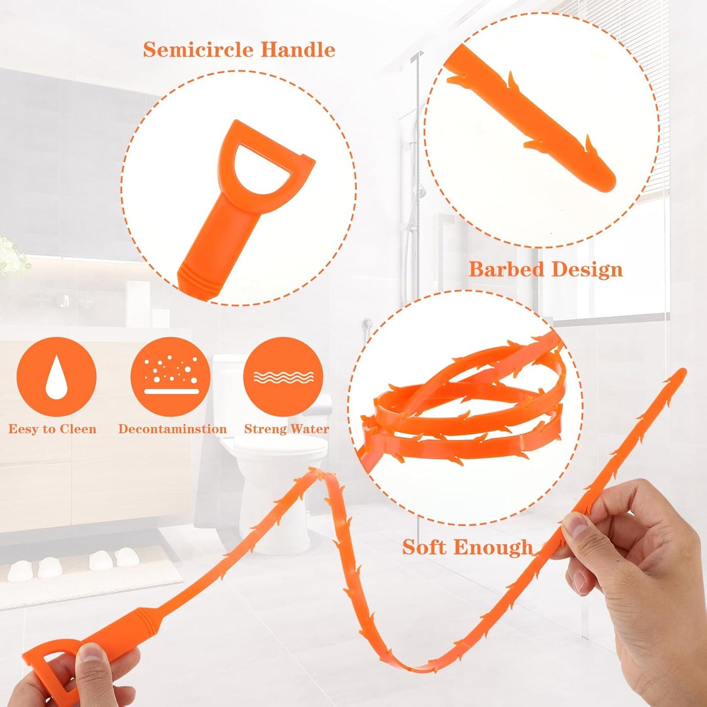 Flexible Drain Cleaning Sticks - 50 cm Long, Pack of 3 - Happy Price - Image 5