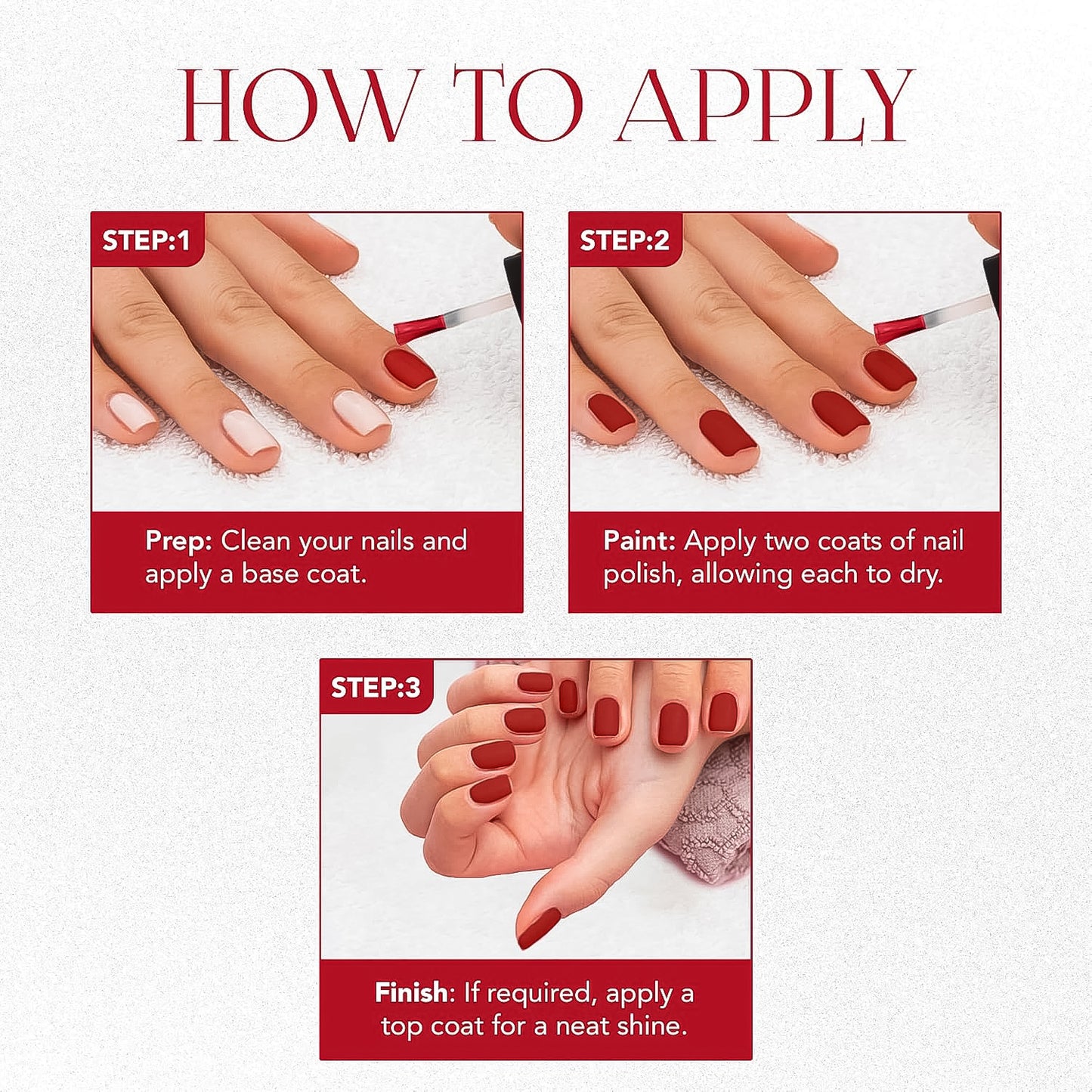 Red Carnival Matte Nail Polish - 10 ML, Long-Lasting & Quick Dry - Happy Price - Image 4