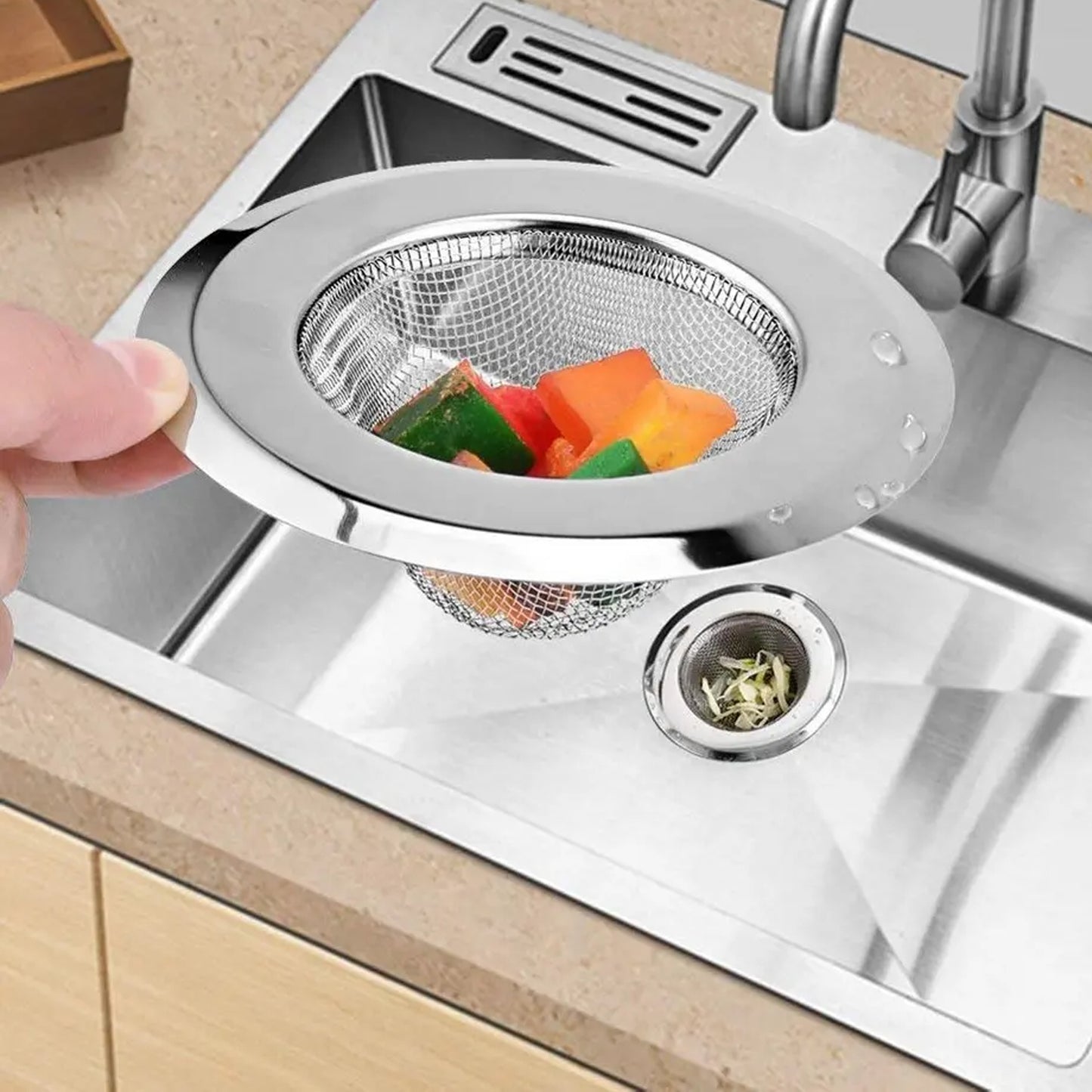 Medium Size Stainless Steel Sink Strainer Kitchen Drain Basin Filter Stopper Drainer - Happy Price - Image 4