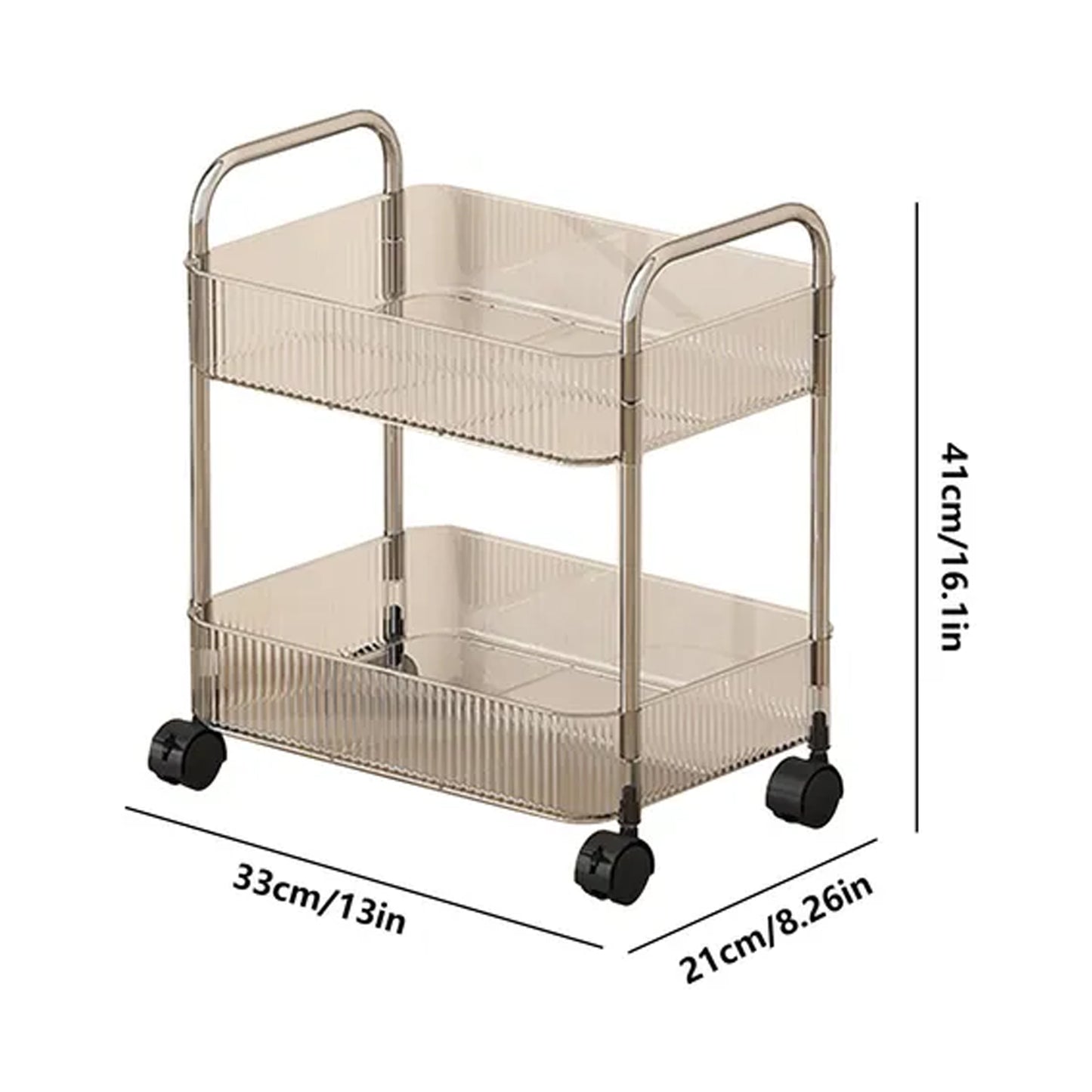 2-Tier Rolling Storage Trolley with Wheels - Multipurpose Organizer Rack (1 Pc) - Happy Price - Image 6