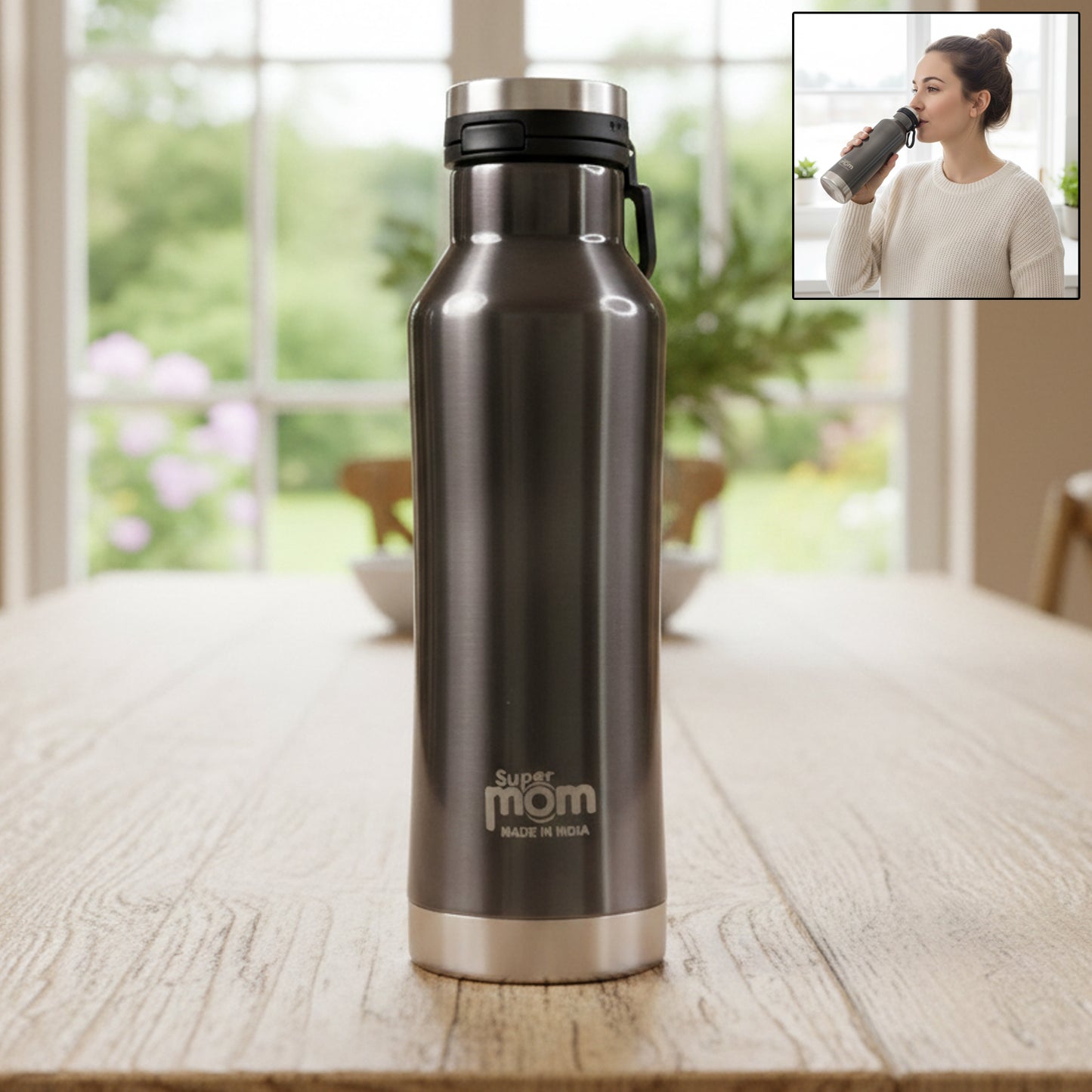 500 ML Stainless Steel Insulated Water Bottle with Flip Lock Lid - Hot & Cold Vacuum Flask for Travel & Daily Use (1 Pc) - Happy Price - Image 2