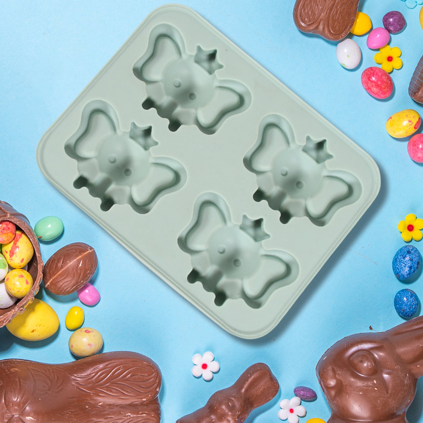 Silicone Cartoon Shape 4 Grid Ice Cube Tray Ice Cube Molds Trays Small Cubes Tray For Fridge Flexible Silicon Ice Tray (1 Pc) - Happy Price - Image 5