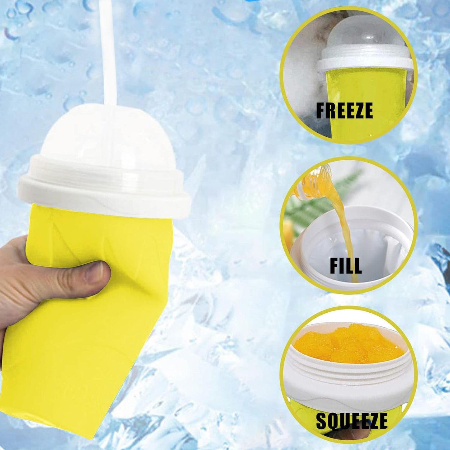 Smoothies Maker Cup Magic Quick Frozen Smoothies Cup Cooling Cup Double Layer Squeeze Cup Slushy Maker (1 Pc) - Happy Price - Image 5
