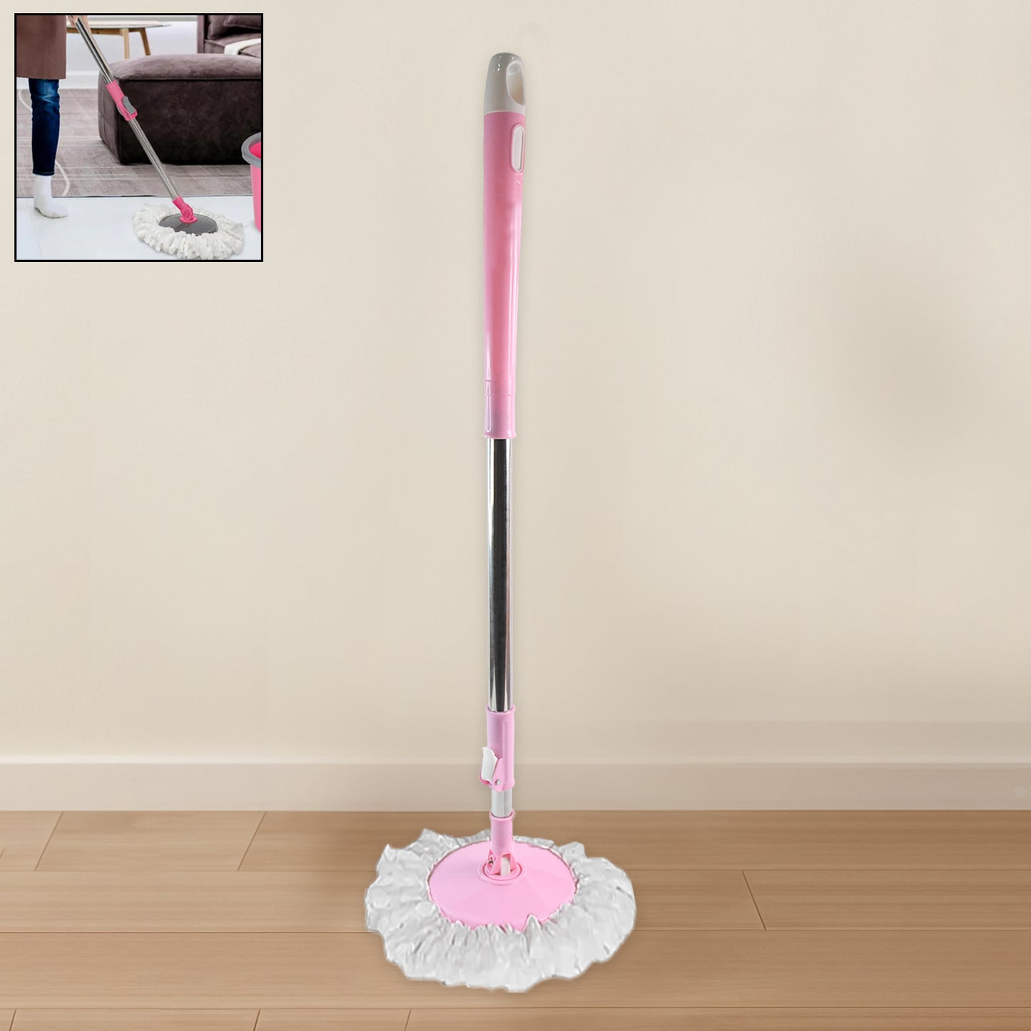 Home Cleaning - Stainless Steel 360 Degree Rotating Pole Microfiber Mop Rod Stick - Happy Price - Image 2