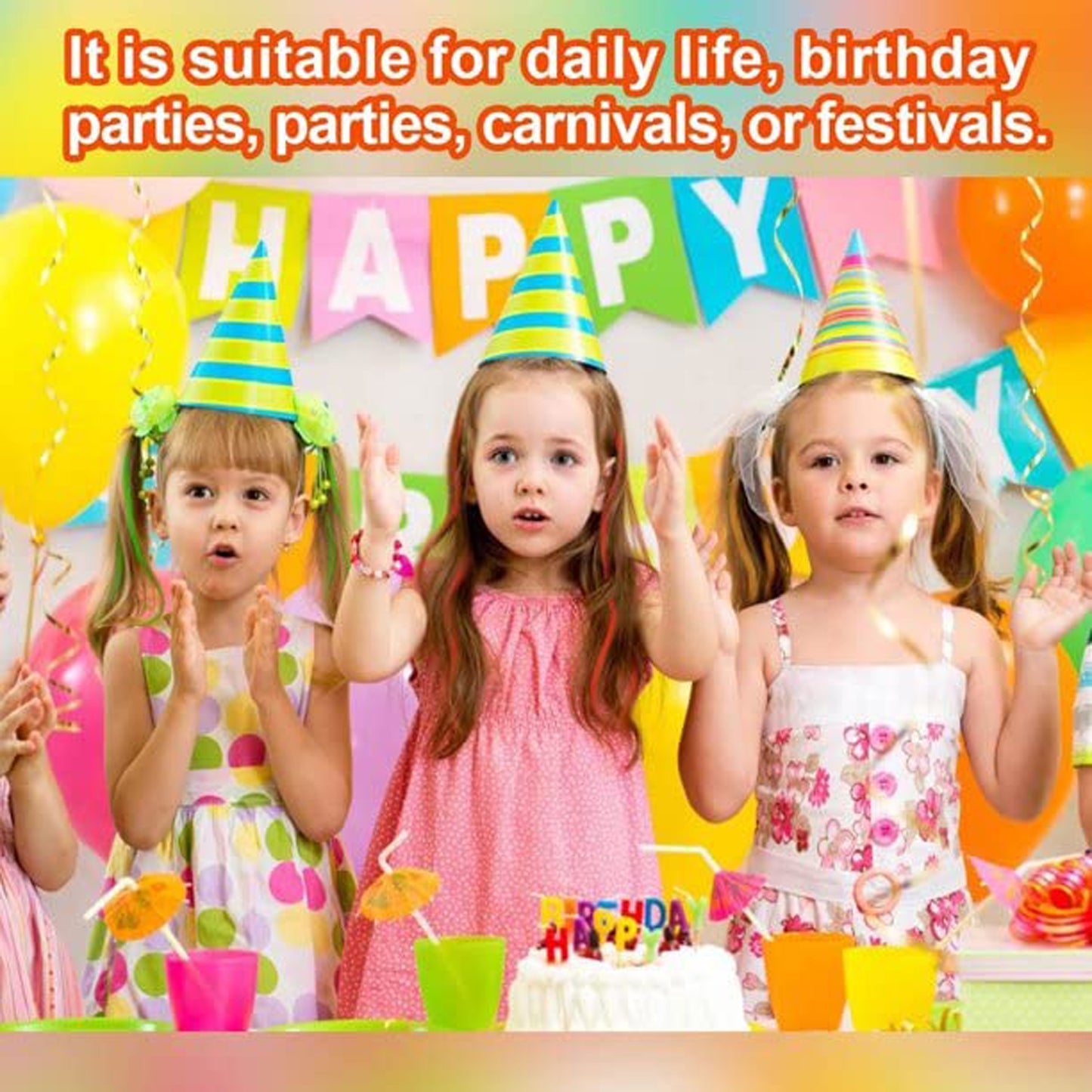 Kids Hair Clip-In Braids - 6 Pc Mix Color Fun Hair Extensions for Girls - Happy Price - Image 3