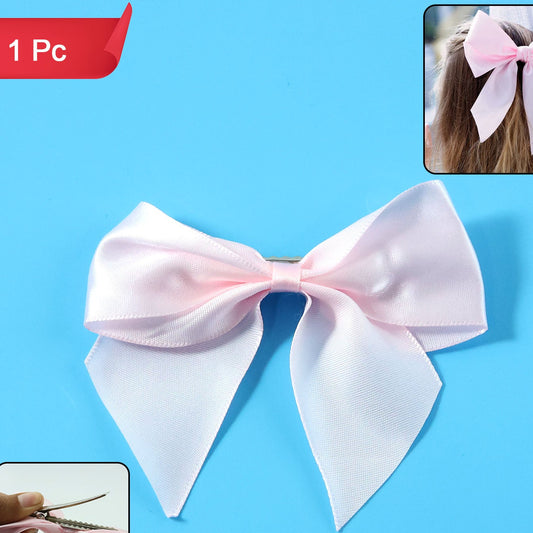 Satin Bow Hair Clip for Girls & Women - 1 Pc Elegant Hair Accessory - Happy Price - Image 1