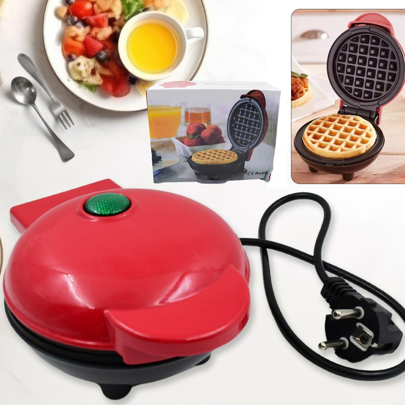 Mini Waffle Maker Machine Waffle Iron Home Appliances Kitchen Gift Easy To Clean On-stick Surfaces Perfect Breakfast Dessert Sandwich Pan Cakes Paninis  Other Snacks Machine - Happy Price - Image 1