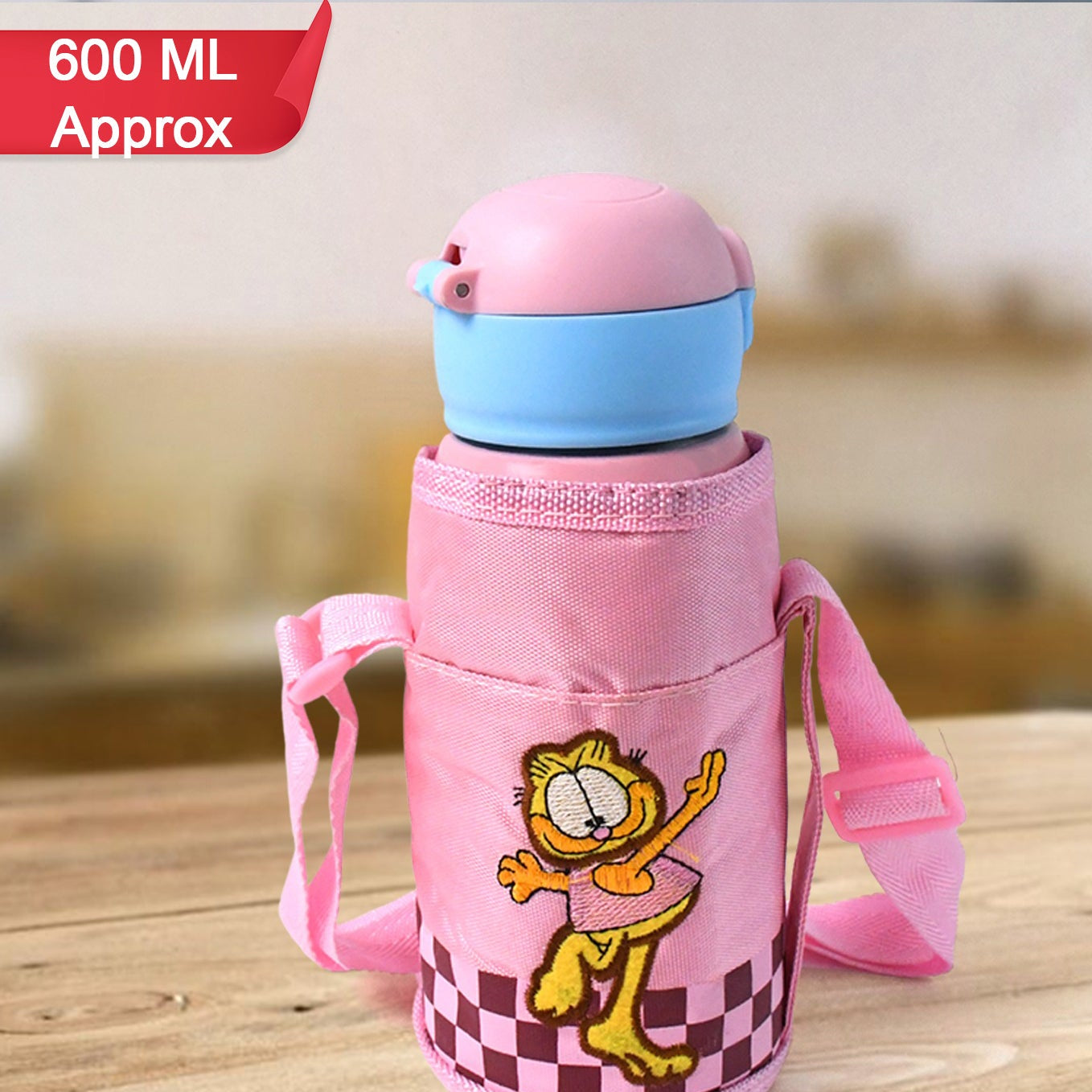 Thermos Steel Double Wall Vacuum Bottle With Cover  Strap 600ml Approx - Happy Price - Image 1