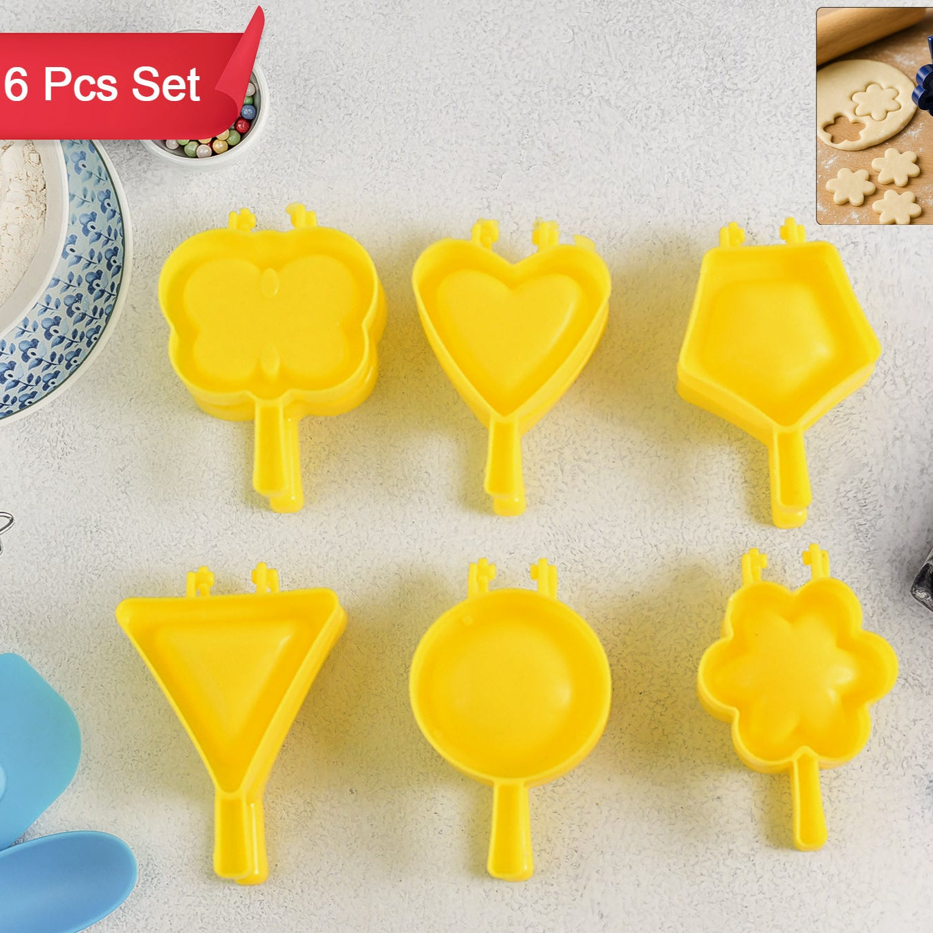 Plastic Cookie Cutter Mould Set (6 Pc) - Happy Price - Image 1