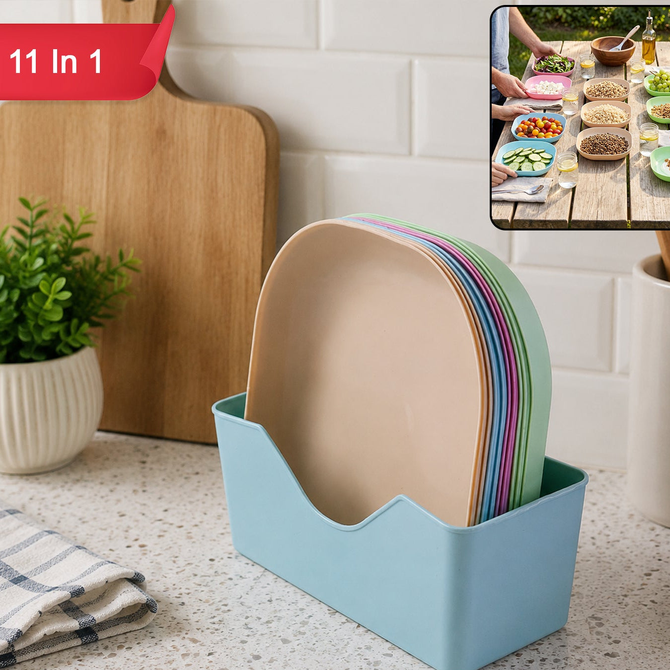 11-Piece Multi-Compartment Snack Serving Tray Set for Parties - Happy Price - Image 1