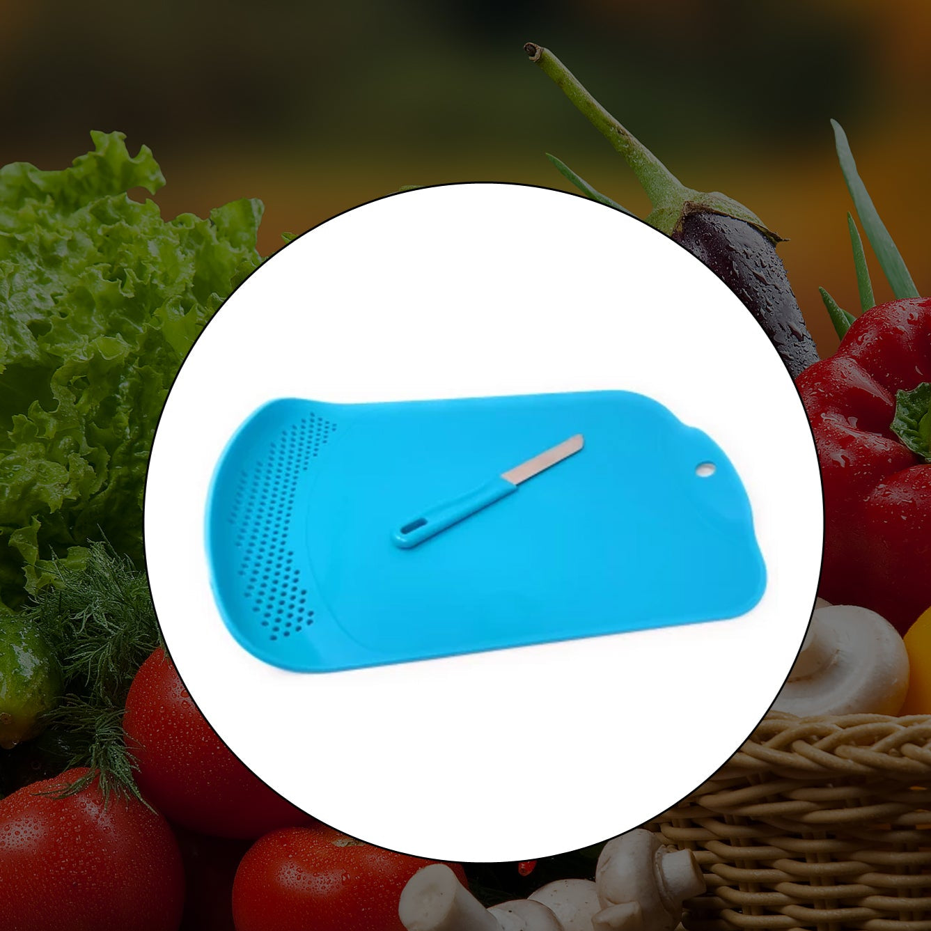Chop  Drain Vegetables Fruits Chopping Board Sleek Knife - Happy Price - Image 1