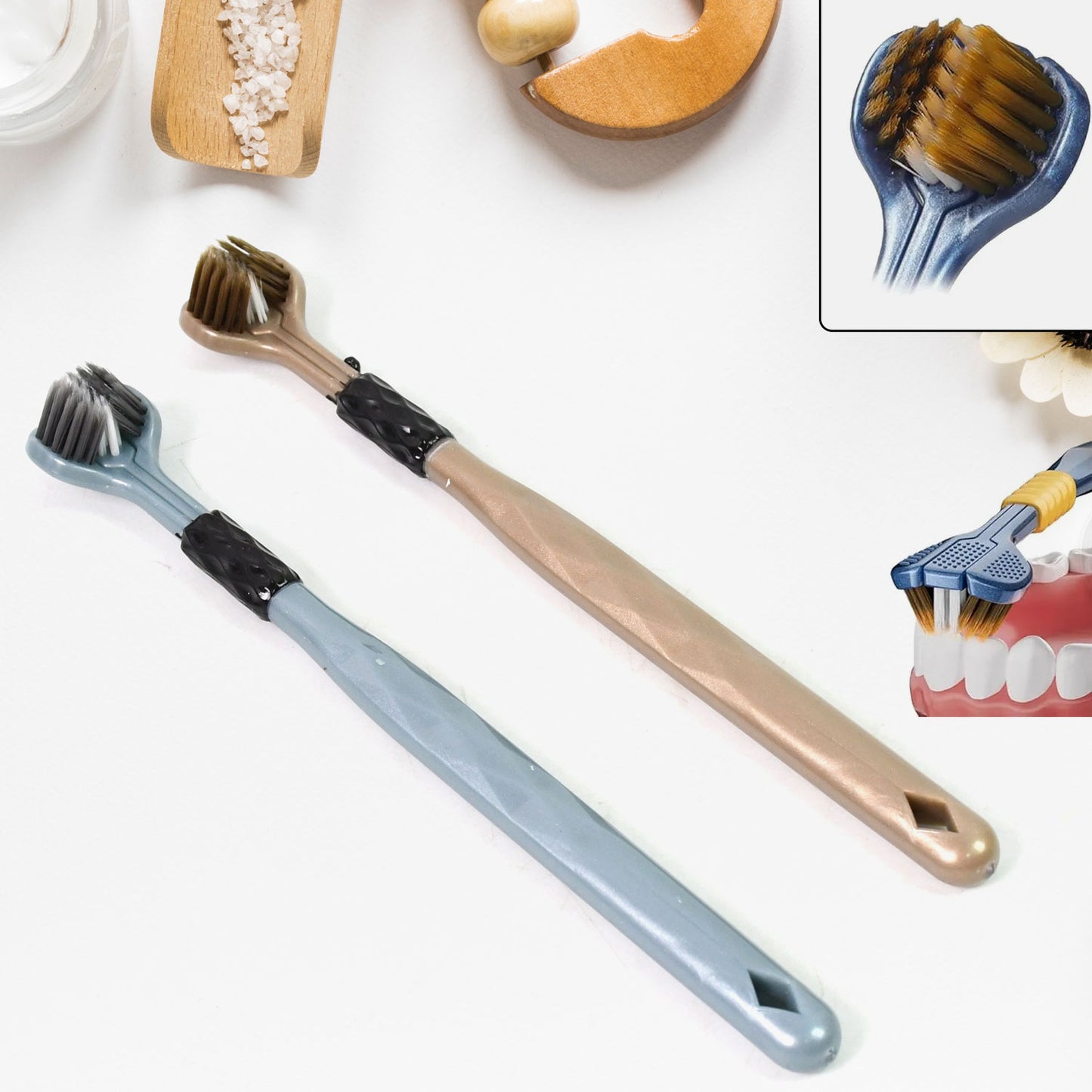 3-Sided Soft Bristle Toothbrush Set (2 Pcs) - Happy Price - Image 2