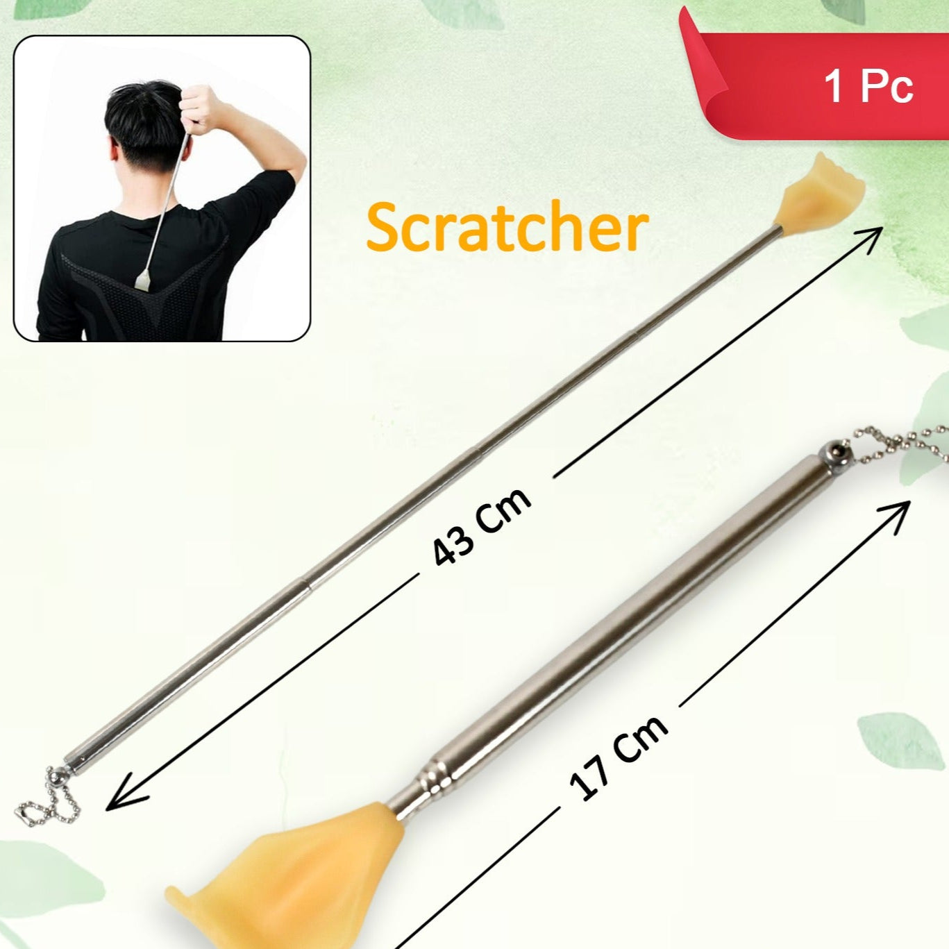 Back Scratcher Retractable Metal Tube Telescoping Massage Tool Portable Telescopic Back Scratchers For Women Men Adjustable 43cm Khujli (1pc) - Happy Price - Image 1